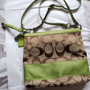 Coach Signature Stripe Lime Green Bag